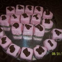 Mini Cakes Birthday 20 mini cakes covered in satin ice fondant with chocolate letters on each. The corners were very dificult to smooth since the molds were...