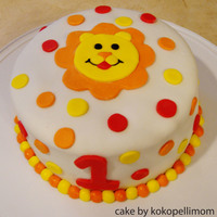 First Birthday Lion Cake MMF on a 6" round chocolate cake