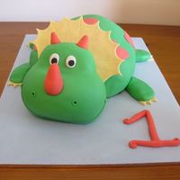 Dinosaur Birthday Cake This is my sons first birthday cake - the pressure was on as everyone was expecting a masterpiece! Body is carved choc mud cake covered in...
