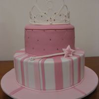 Princess First Birthday Cake Two tier choc mud cake covered in ganache and fondant. Tiara made from gumpaste (thanks to Dennysse for uploading her patterns). Tiara and...