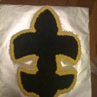 Fleur De Lis Birthday cake for Saints fan. Carved fleur de lis design