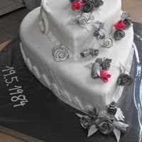 25Th Wedding Day choclate chips cake with amarettofondant