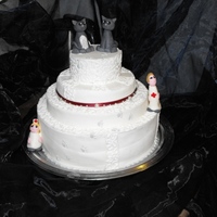Kitty Cat Wedding its a cake from nuts and vanillecream...covered with fondant and icing...the bride is a nurse then the wish was a cat and nirse wedding...