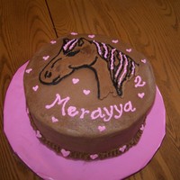 Merayya's Horse Cake This was for a small family birthday and I had just had another baby, so I did a really easy cake. All chocolate BC. The horse is a FBCT.