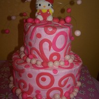 Makyla's Hello Kitty Cake This cake was for my daughter's birthday. It is BC with MMF accents. The topper was a Hello Kitty marshmallow pop bought at Walgreens...