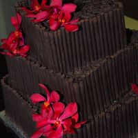 Chocolate Curls Chocolate cakes with Chocolate raspberry buttercream for the filling.