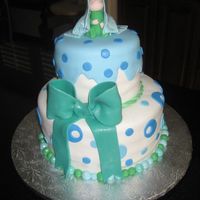Baby On Top... 10" & 6" round cakes. Covered and decorated in Satin Ice fondant.