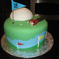 Father's Day Golf Cake 10" round cake with half ball cake on top... covered/decorated in fondant.