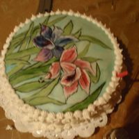 Handpainted Cake Over Gum-Tex orchids