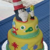 Dr.seuss Birthday Cake This was made for my first "paying" client. I was very happy with it other than a small fondant issue. The cat in the hat is made...