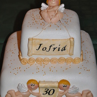 Angel Cake. marzipan covered cake.