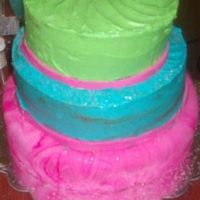 Tye Dye Birthday Cake THIS CAKE WAS FOR MY DAUGHTER AT HER 13TH BIRTHDAY PARTY......BOTTOM LAYER IS FONDANT ICING/FRENCH VANILLIA CAKE..SECOND LAYER BUTTERCREAM...