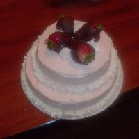 Total Strawberry Delight Cake THIS WAS ONE OF MY JUST BECAUSE CAKES FOR A FRIEND......... TOTAL STRAWBERRY CAKE WITH REAL STRAWBERRIES INSIDE ....STRAWBERRY BUTTERCREAM...