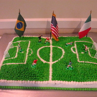 Soccer Field Soccer field for the groom`s cake. The bride is Brazilian and the groom Italian, they both live in America.