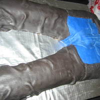 Jeans -N- Leather Chaps This was such a fun cake and the hit of the party. I just cut the shape out of cake and covered it in buttercream and then marshmallow...