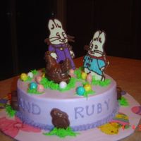 Max And Ruby And The Chocolate Chicken I did this cake for a raffle at my children's school for the special olympics kids. It is 1/2 chocolate, 1/2 vanilla, buttercream...