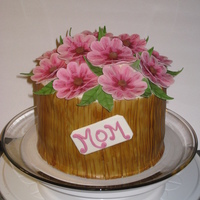 Flowers For Mom Lemon cream cake with strawberry filling, lemon b/c and MMF flowers and pot.My 92 yr old Grandma will be in town for Mother's day, so...