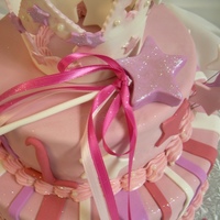 Princess Sparkle Party 2 tiered fondant covered cake topped with a hand made crown, wand, stars and finshed with glitter. Accompanied by a birthday girl cupcake...