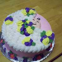 Baby In A Basket All buttercream, except royal icing flowers. This cake was made for my friend's 5th baby! She didn't want a shower but she DID...