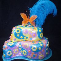Paisley Cake Made in Wilton Paisley pans. One layer was chocolate with real strawberry filling. The other was strawberry cake with a whipped cream...
