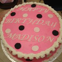 Madison's Smash Cake This is a smash cake that goes with my Minnie cupcake tower. It is a butter cake with vanilla buttercream and MMF accents.