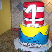 Dr. Seuss Birthday Cake BC icing with hand painted fondant accents. Absolutely LOVED making this cake!