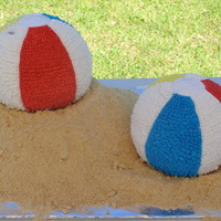 Beach Ball Birthday Cake BC icing and animal cracker sand