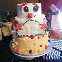 Carnival Birthday Cake Carnival cake. BC icing with fondant accents. Popcorn is white chocolate. Cake was a Neapolitan, Btm layer-chocolate, middle-white, top-...
