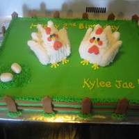 Chickens I had a last minute request for a 2 year old birthday girl that wanted a chicken on her cake LOL I guess her grandpa just bought chickens...