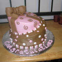 Bridal Shower My very first attempt at a topsy turvy and first time using fondant (for bow) :o)