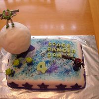 Buzz Lightyear I made the moon by covering a styrofoam ball in fondant.