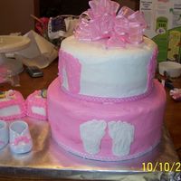Surpise Baby Shower 8 and 10 inch round cake with baby blocks on side. done all in BC.