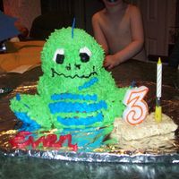 Spike The Dinosaur This is the wilton 3d stand up bear pan. i used a pound cake and yellow for the mix, and bc for the icing. It is a nice turn out, but not...