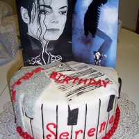 Micheal Jackson Cake This is MMF covered with glove made of fondant corse sugar on top and airbrushed silver. The out edge was made to look like piano keys and...