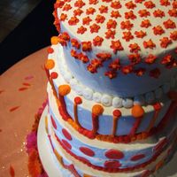 My Wedding Cake my mom and i made my wedding cake. it's lemon WASC and chocolate WASC on alternating tiers, with fondant accents and buttercream drop...