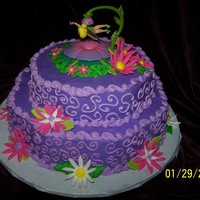 Tinkerbell Birthday cake for a 5-yr-old. Buttercream with fondant accents. It was fun to make! TFL