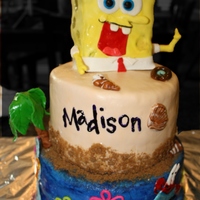 Sponge Bob Chocolate Cake w/ sweet cream buttercream, vanilla cake with strawberry buttercream & lemon cake with raspberry & sweet cream...