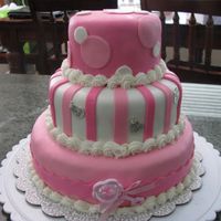 It's A Girl 3 tier- Chocolate w/banana buttercream, chocolate w/fudge buttercream and chocolate with strawberry buttercream