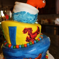 Dr Seuss One Fish, Two Fish Lemon Cake w/ Raspberry, Chocolate Cake with Caramel Buttercream and Vanilla Sponge with Swiss Merigue Buttercream