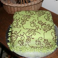 Moss Green Birthday Cake This is a coconut/pineapple cake filled with macadamia nuts and the banana icing submitted by StandingForJesus. I filled the imprints in...