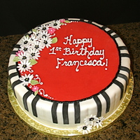 Piano Cake A 14" round chocolate/yellow marble cake torted with french vanilla graham cracker mousse, covered in MMF. It was huge! The baby loves...