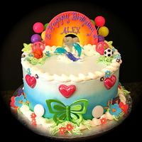 Rainbow Party This was a 10" cake for a girl who loved everything on this cake. It was last minute so I had to turn to cupcake pics. I did have time...