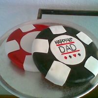 Dad's 48Th Birthday Cake This was done in just one day last minute notice for my Dad. They are both white chocolate cakes with a whipped chocolate ganache filling...