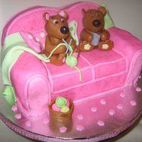 Bears Relaxing All fondant. This is my 2nd carved cake. I got the idea from a Debbie Brown book and made a few modifications. This was for my Mother-in-...