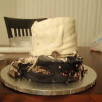 1St Attempt @ Topsy Turvy This is what happens when no one tells you that you're supposed to use pound cake!! I was crying whereas my sister was laughing! (We...