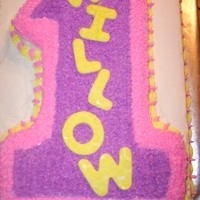 Willow's First Birthday Cake This was made for a close friends baby girl who was 1 year old - Top # 1 and bottom (11 X 15) cake decorated all in buttercream. I cut the...