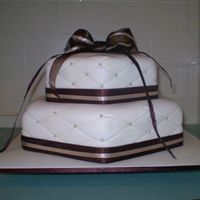 Hexagon Wedding Cake first wedding cake. Choc mud cake bottom tier, white choc mud cake top tier.