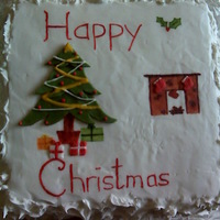 Christmas Cake Fruit cake with royal icing. Most of the art is painted on food colouring