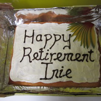 Retirement Cake Fat free lime sponge cake with mango pieces filling and lime creme fraiche filling and topping and mango decoration. Made it for a lady at...