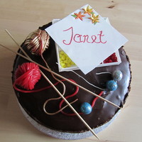 Knitting And Beading Birthday Cake Rich chocolate cake with rum ganache and chocolate rum filling. I made it for my friend's birthday who is into knitting and beading....